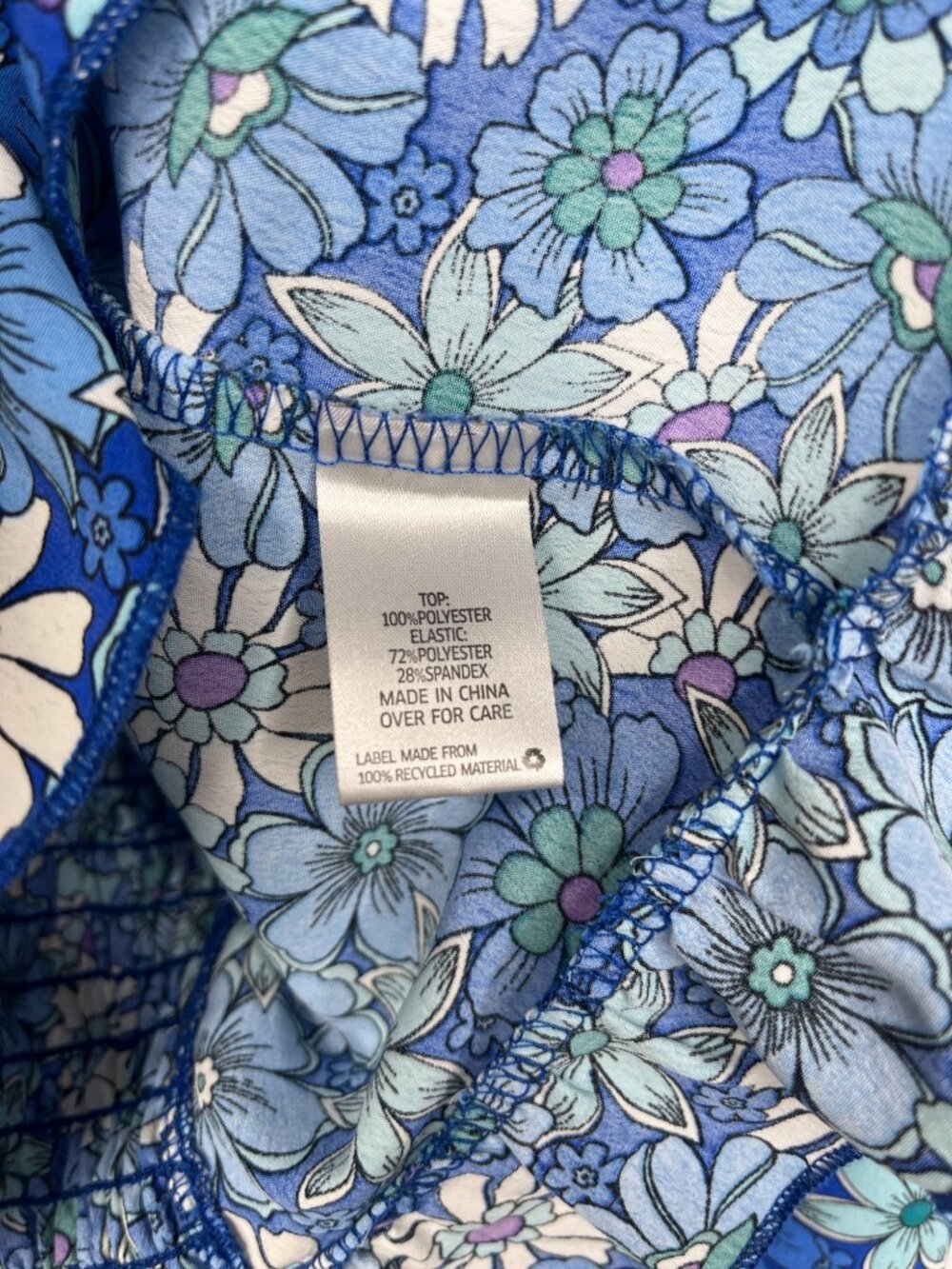 Amy Byer Girls 16 Blue Floral Boho Peasant Blouse Long Sleeve - Picture 4 of 6